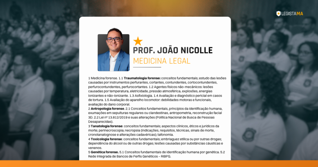 Tabela de conteúdo programático medicina legal para concurso médico legista Maranhão